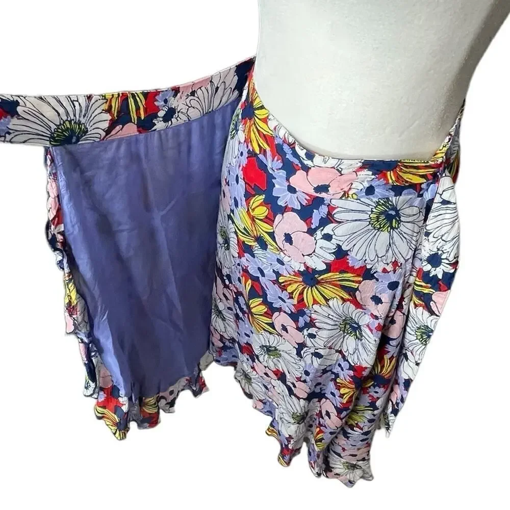 Maeve Sybil Wrap Skirt Floral Blue Small Petite spring cottage core midi length